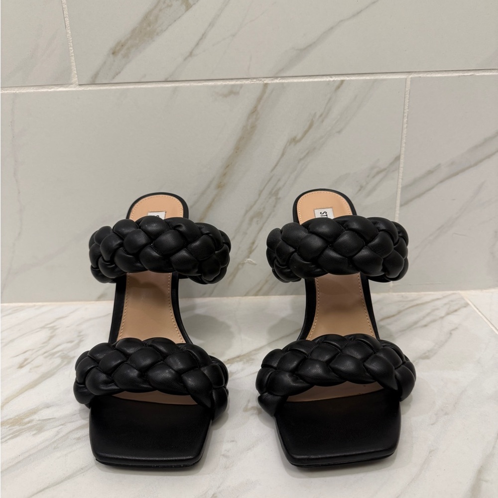 Elegant Black Braided Women's Sandals